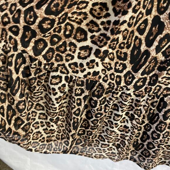 Siren Lily‎ Leopard Print Maxi Tiered Dress Women Size XL Brown Boho Lagenlook - Picture 5 of 12
